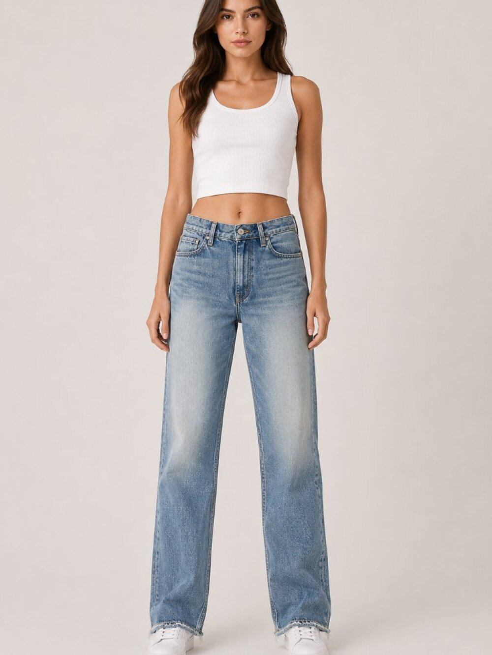 MOUSSY VINTAGE Bretton Tapered Japanese Denim Jeans Light Blue Raw Hem Size 27